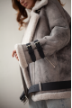 Women's jacket made of natural gray sheepskin in VINTAGE style